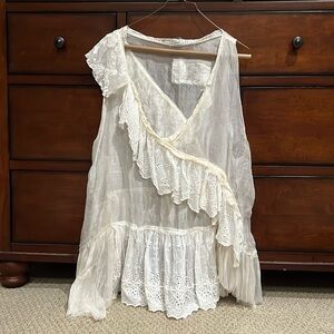Vintage Magnolia Pearl Love Collection Sheer Silk White Blouse